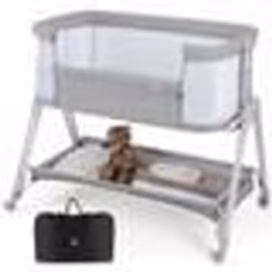 COSTWAY Lit Cododo Bébé avec Matelas Berceau Pliant 7 Hauteurs Réglables4 Roues VerrouillablesSangles Attaché Etagère de Rang ...