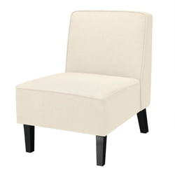 COSTWAY Fauteuil d’Appoint en Tissu de Lin Pieds en Bois dHévéa Massif Coussin en Éponge Épais 73 x 61 x 80 cm Charge Max.150kg