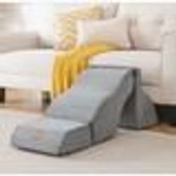 COSTWAY Escalier pour Chien Chat en Mousse 3 Marches Charge 30KG Rampe pour Animaux avec Fond Antidérapant Housse amovible Gris