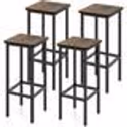 4 Tabourets de Bar COSTWAY Style Industriel avec Repose-Pieds Hauteur de 65 cm Marron Rustique pour Cuisine Salle à manger