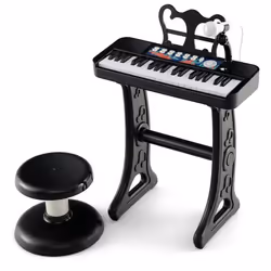 COSTWAY Piano pour Enfants 3 Ans 37 Touches avec TabouretMicrophone Réglable et Pupitre de Musique Amovible Jouet de Piano No ...