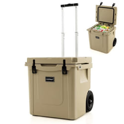 Glacière à Roulettes Portable - COSTWAY - 43L - Isotherme Hermétique - Poignée Trolley en Aluminium