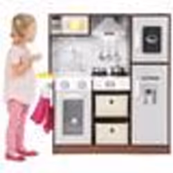 Cuisine Enfants - COSTWAY - en Bois 3 Ans+ 14 Accessoires Lumière & Effet Sonore avec Vêtements Rose de Chef