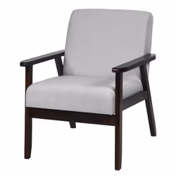COSTWAY Fauteuil Salon Chaise Rétro Rembourrée Souple Cadre en Bois dHévéaSurface en Tissu Lin pour Salon Bureau Balcon