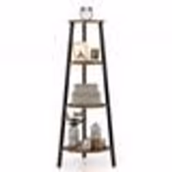 COSTWAY Étagère dAngle 4 Niveaux - Pieds Réglables Dispositif Anti-basculement - Bibliothèque Industrielle 126CM - Marron Rus ...