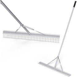 Costway - Râteau de Jardin en Aluminium avec Large Tête de 91 cm, Rateau de Paysage avec Manche de 174 cm de Long et 36 Dents, Outils de Jardin pour