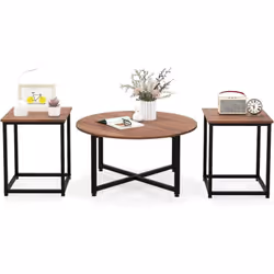 À propos de cet article 【Lot de 3】Cet ensemble de 3 tables basses combine une grande table basse ronde(80 x 42 cm (Dia. x H)) ...