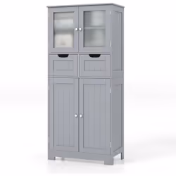 Description générale Ce meuble de salle de bain est conçu pour offrir un grand espace de rangement avec des portes et deux ti ...