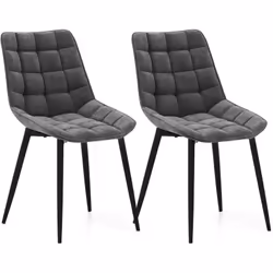 À propos de cet article Ensemble de 2 chaises de salle à manger avec cadre métallique, chaise d'appoint en velours doux moder ...