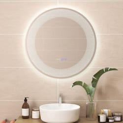 Costway - Miroir Salle de Bain led à 3 Couleurs & Luminosité Réglable, Miroir Mural Anti-Buée, Miroir Lumineux avec Interrupteur Tactile et Fonction