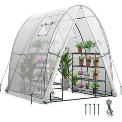 Costway - Serre de Jardin avec Housse en pe Résistante aux Intempéries, Serre Tunnel avec Fenêtre Moustiquaires Enroulable 2 Portes Zippées Pochette