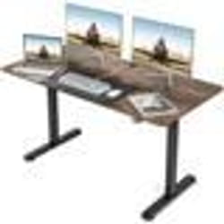 COSTWAY Bureau Assis Debout Électrique 140 x 70 x 72-116 cm Table Réglable en Hauteur Mono-Moteur Rustique
