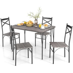 COSTWAY Table à Manger avec 4 Chaises, Ensemble Table et 4 Chaises, Cadre en Métal Noir, Design Ligne Arquée, Table Cuisine Industriel 110x70cm pour