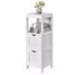 COSTWAY Colonne de Salle de Bain avec 2 Tiroirs Amovibles Etagère Ouverte pour Salle De Bain Chambre 30 x 30 x 90 cm Blanc
