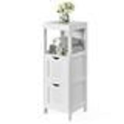 COSTWAY Colonne de Salle de Bain avec 2 Tiroirs Amovibles Etagère Ouverte pour Salle De Bain Chambre 30 x 30 x 90 cm Blanc