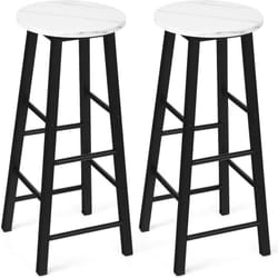 Costway - Tabourets de Bar Lot de 2, Chaise de Bar Industrielle avec Repose-Pieds, Cadre en Métal, Montage Facile, Assise Faux Marbre, Chaise Haute