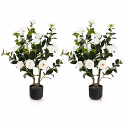 À propos de cet article 【Apparence magnifique et vive】La plante artificielle comprend 24 jolies fleurs de camélia et 186 feui ...