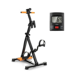 COSTWAY Vélo dAppartement à Pédalier-HauteurLongueurRésistance Ajustables-Fonction Détirement avec Rouleaux de MassageEcran LCD