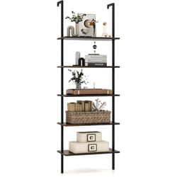 Costway - Bibliothèque Étagère Échelle 5 Niveaux avec Cadre Métallique, Étagère de Rangement Style Industriel pour Salon Chambre Bureau, 30 x 60 x