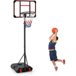 Costway - Panier de Basket-Ball sur Pied, Ensemble de Basketball Portable avec Rangement pour Ball et Roues, Exterieur Interieur pour Enfants/Adultes