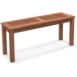 Costway - Banc de Jardin en en Bois Massif, Banc de Terrasse sans Dossier avec Assise à Lattes, Charge 150 kg, 2 Places, pour Jardin, Entrée, Cour,