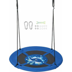 Costway - Balançoire Nid d'Oiseau ø 102cm Enfants avec Motif Baleine, Balançoire Soucoupe en Tissu Oxford Intérieur Extérieur avec Cordes Réglables