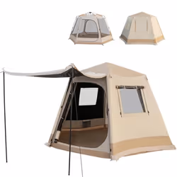 COSTWAY Tente de Camping Instantanée 6 Personnes 330 x 270 x 200 cm-Support Automatique-Auvent à lAvant-Tissu Anti-UVImperméa ...