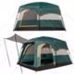 COSTWAY Tente de Camping Portable 6 Personnes 323x211x189 cm-Pare Soleil-Double Toit-Bâche en PE Imperméable-Fenêtres en Mail ...