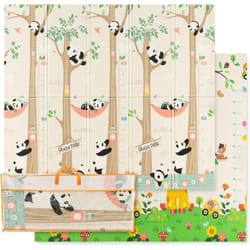 Costway - Tapis de Jeu Bébé Pliable 200x180x1,4cm avec Sac de Transport, Tapis de Sol xxl en xpe Imperméable et Réversible avec Motif Girafe & Panda,
