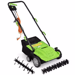 COSTWAY Scarificateur Electrique 1500W-2 en 1 Emmousseur-Largeur 32 cm-Bac de Ramassage 30 L-4 Profondeurs-2 Lames Amovibles- ...