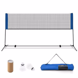 Filet de Badminton Portable COSTWAY - Hauteur Réglable - Installation Facile - Sac de Rangement - 2 Volants
