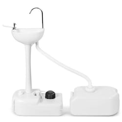 COSTWAY Évier à Main Portable à Roulette-Réservoir dEau 17 L-Distributeur de Savon Liquide 3L-Pompe à