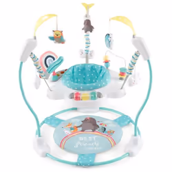 Trotteur Bébé Musical Jumperoo COSTWAY-Hauteur Réglable-Jouets Interactifs-Boîte à Musique avec Lumières-Siège à 360°-6+ Mois ...