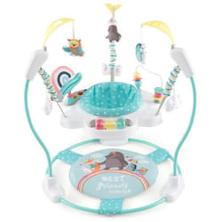 Trotteur Bébé Musical Jumperoo COSTWAY-Hauteur Réglable-Jouets Interactifs-Boîte à Musique avec Lumières-Siège à 360°-6+ Mois-Vert