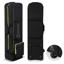COSTWAY Sac de Voyage de Golf Pliable-à Roulettes-Oxford Etanche-Poches de Rangement-Fermeture Eclair et Clé-Housse de Club-Noir