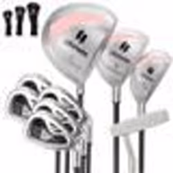 COSTWAY Ensemble Clubs de Golf 9 Pièces Femmes Droitier-Driver en Alliage dAluminium-3 Couvre-golfs-FairwayHybride5 FersPutte ...