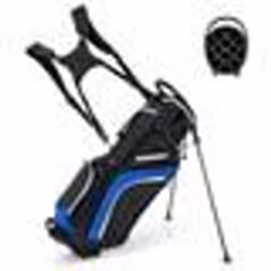 COSTWAY Sac de Golf Trépied-Capuche Anti-pluie-Séparateurs Supérieurs à 14 Directions-6 Poches-Sac Isotherme-Double Sangle-Bl ...