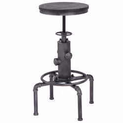 Tabouret de Bar COSTWAY Hauteur Réglable 595-75cm Style Industriel avec Repose-Pied et Siège Rotable à 360°Charge Max 150 KG