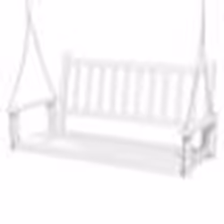 COSTWAY Banc de Jardin Suspendu 2 Personnes en Bois-136 x 67 x 63 cm-Chaînes Réglables Métalliques 170 cm-Dossier à Lattes-Bl ...