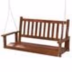 COSTWAY Banc de Jardin Suspendu 2 Personnes en Bois-136 x 67 x 63 cm-Chaînes Réglables Métalliques 170 cm-Dossier à Lattes-Ma ...