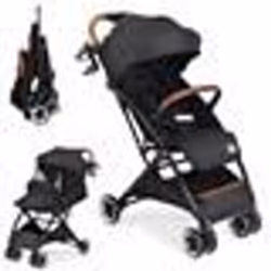 COSTWAY Poussette Bébé Pliante à une Main-Pare-soleilDossier Inclinable-Rangement Inférieur-Porte-gobelet-Harnais 5 Points-No ...