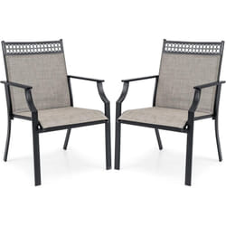 Costway - Lot de 2 Chaises de Jardin avec Cadre en Métal, Chaises à Dossier Haut en Teslin à Séchage Rapide, Fauteuil d'Extérieur pour Toutes