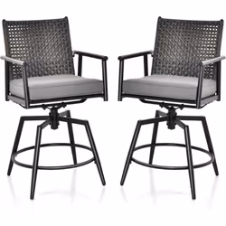 À propos de cet article 【Dossier en Rotin PE à 2 Couches】Cet ensemble de 2 chaises de jardin sont conçues avec dossier en rot ...
