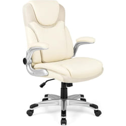 Costway - Fauteuil de Bureau Ergonomique, Chaise de Bureau en Cuir pu, à Bascule, Hauteur Réglable, Fauteuil de Gamer, Chaise de Travail Pivotant,