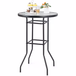 À propos de cet article 【Verre trempé durable】Cette table de bar d'extérieur de 97 cm est dotée d'un plateau en verre trempé  ...
