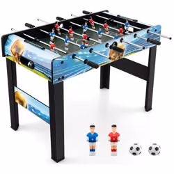 COSTWAY Table de Baby-Foot 94cm 4 AdultesEnfants-2 Marqueurs 10 Points-14 Joueurs Colorés-2 Ballons-4 Pieds Amovibles-en