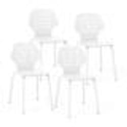 COSTWAY Lot de 4 Chaises de Salle à Manger en Métal avec Dossier Creux sans Accoudoirs Siège Haute 46cm Charge Max. 150 kg