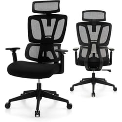 Costway - Chaise de Bureau Ergonomique, Fauteuil Bureau Inclinable Pivotant Réglable en Hauteur, Maille Respirante, Support Lombaire en c,