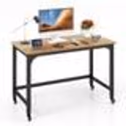 COSTWAY Bureau Informatique Roulant Cadre en Métal 120 cm x 60 cm x 76 cm pour Salon Chambre Charge Max. 95kg