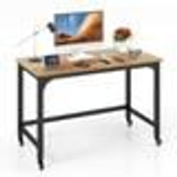 COSTWAY Bureau Informatique Roulant Cadre en Métal 120 cm x 60 cm x 76 cm pour Salon Chambre Charge Max. 95kg
